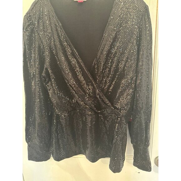 Vince Camuto Black Sparkle Wrap Top size XL NWT - Picture 2 of 4